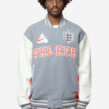 Men's Nike x Palace Varsity Jacket Grey/Neon Orange/White IM6636-065