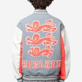 Men's Nike x Palace Varsity Jacket Grey/Neon Orange/White IM6636-065