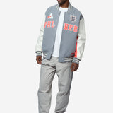 Men's Nike x Palace Varsity Jacket Grey/Neon Orange/White IM6636-065