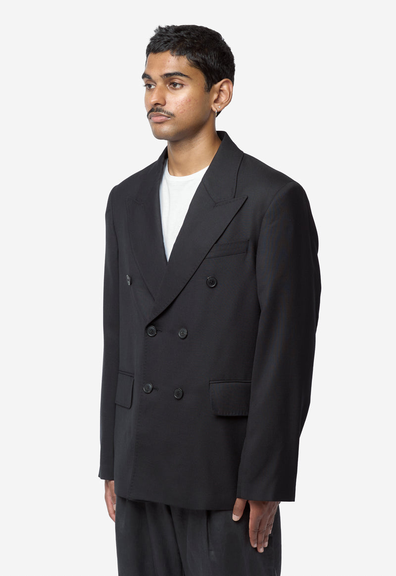 Men's Unconstructed DB Blazer Black Panama Wool M4200DBBP