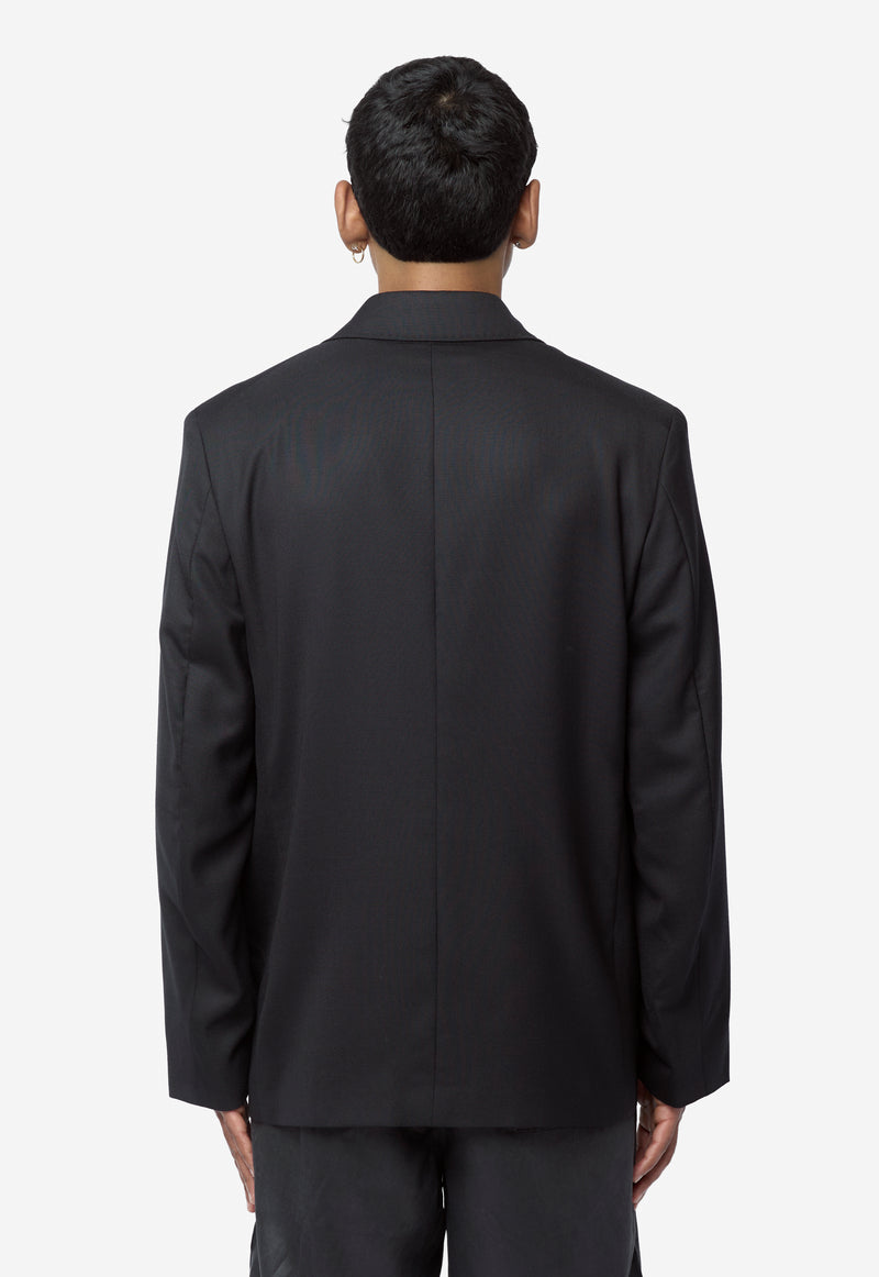 Men's Unconstructed DB Blazer Black Panama Wool M4200DBBP