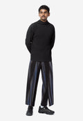 Men's Pleated Mockneck Long Sleeve Black HP68-JK522-15