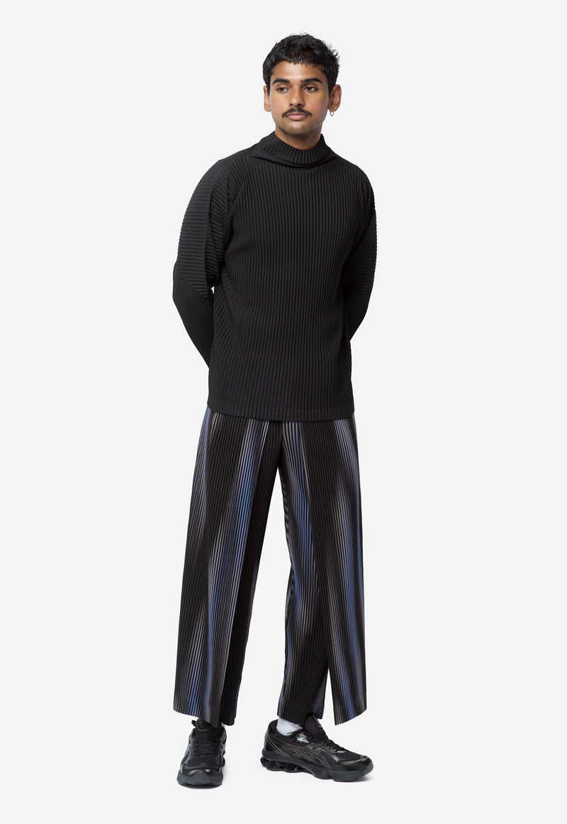 Men's Pleated Mockneck Long Sleeve Black HP68-JK522-15