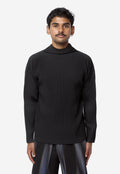Men's Pleated Mockneck Long Sleeve Black HP68-JK522-15