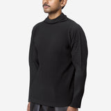 Men's Pleated Mockneck Long Sleeve Black HP68-JK522-15