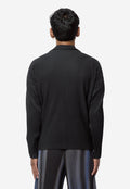 Men's Pleated Mockneck Long Sleeve Black HP68-JK522-15