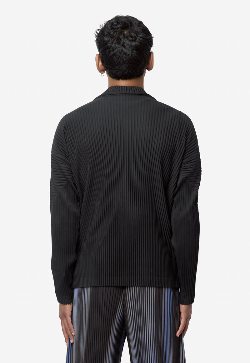 Men's Pleated Mockneck Long Sleeve Black HP68-JK522-15