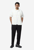 Men's Lace Grid Pleated Short Sleeve Shirt White HP68-JJ226-01