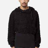 Men's Georgette Motif Embroidery Hooded Jacket Black PR-C007-051-1