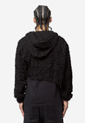 Men's Georgette Motif Embroidery Hooded Jacket Black PR-C007-051-1