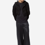 Men's Georgette Motif Embroidery Hooded Jacket Black PR-C007-051-1