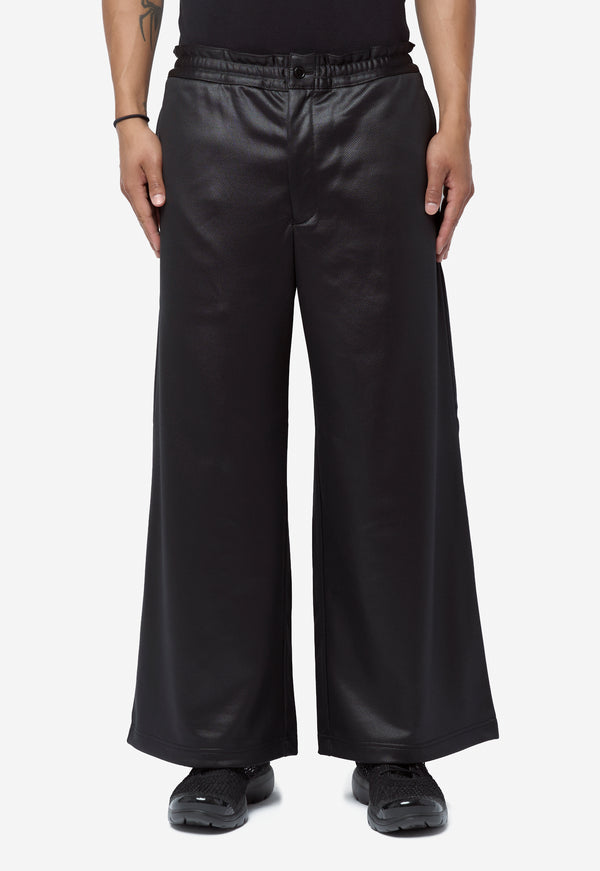 Men's Backpile Gloss Finish Pants Black PR-T002-051-1