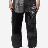 Men's Cotton Selvage Denim Multi Fabrics Trousers Black Mix WR-P007-051
