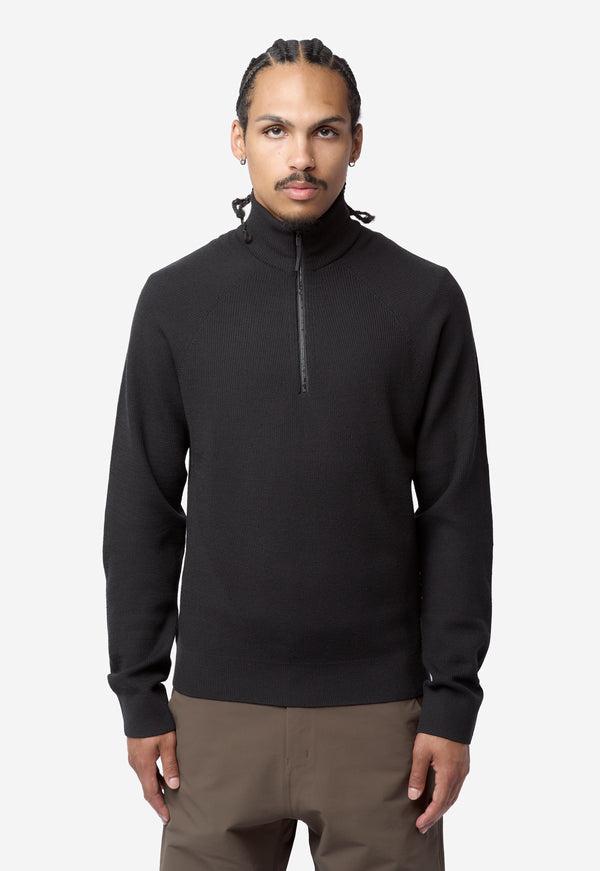 Men's Conic Wool Half Zip Sweater Black X000010798