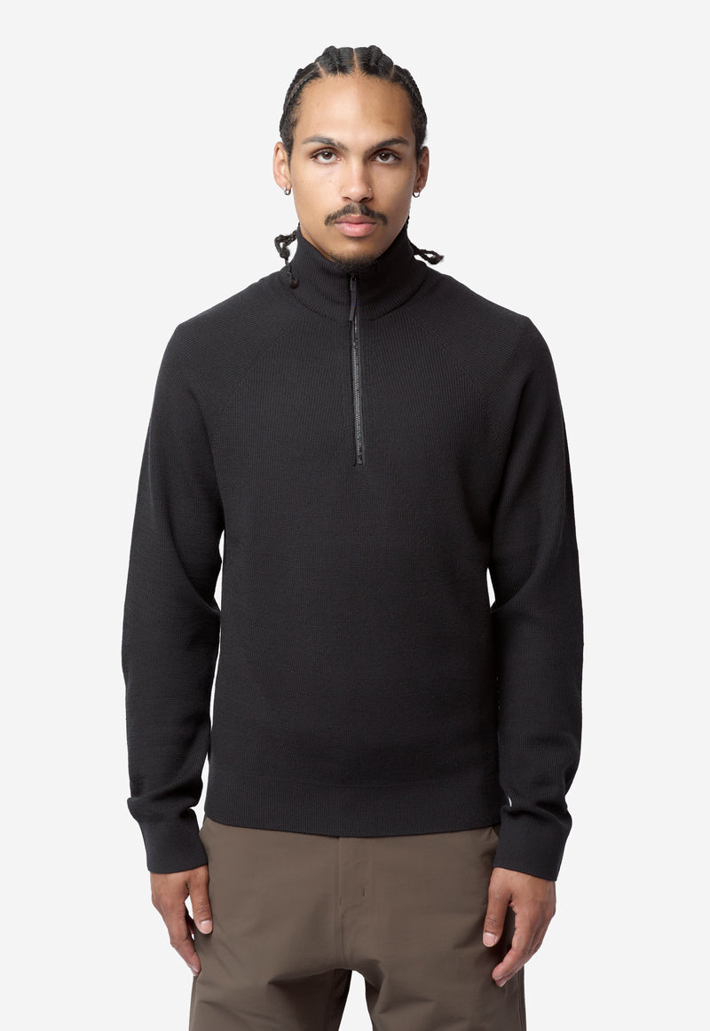 Men's Conic Wool Half Zip Sweater Black X000010798