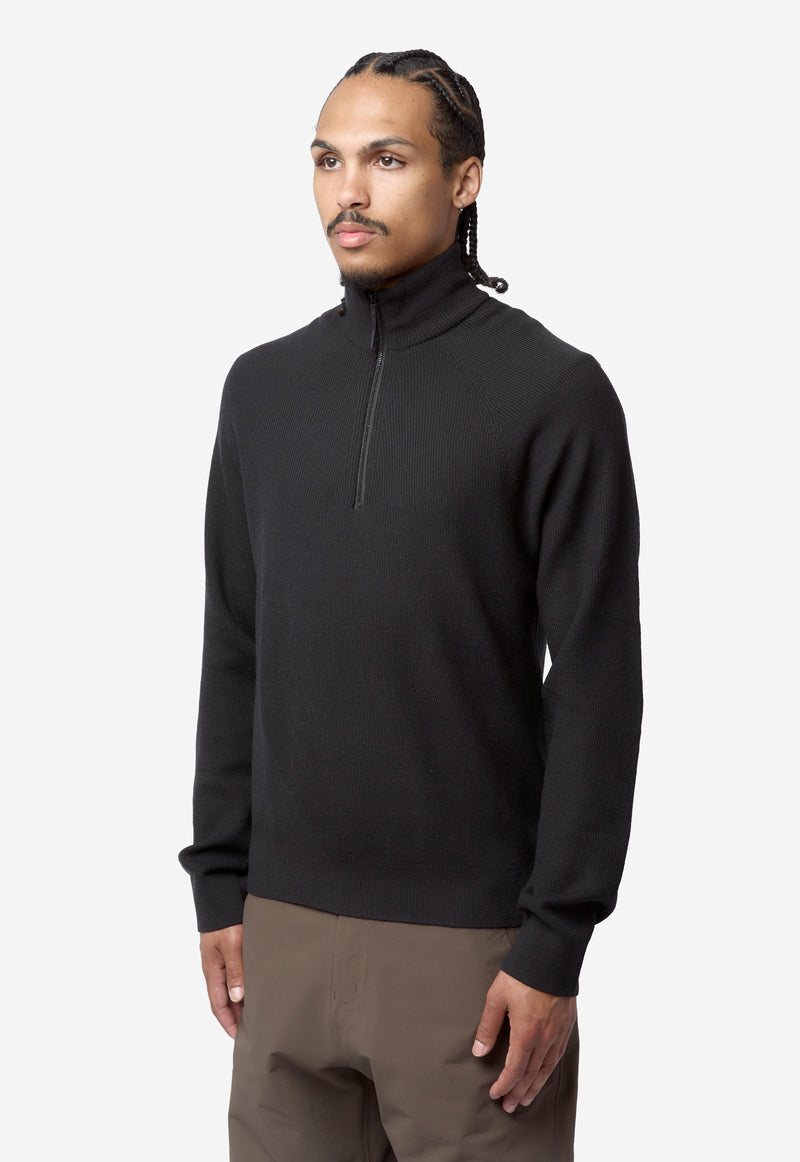 Men's Conic Wool Half Zip Sweater Black X000010798