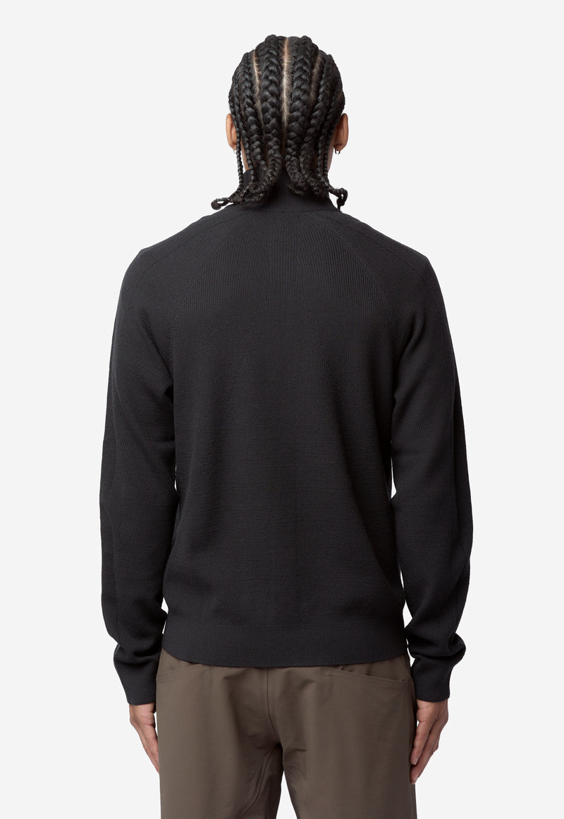 Men's Conic Wool Half Zip Sweater Black X000010798