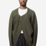 Men's Slash Pleated Cardigan Dim Green HP68-JL210-64