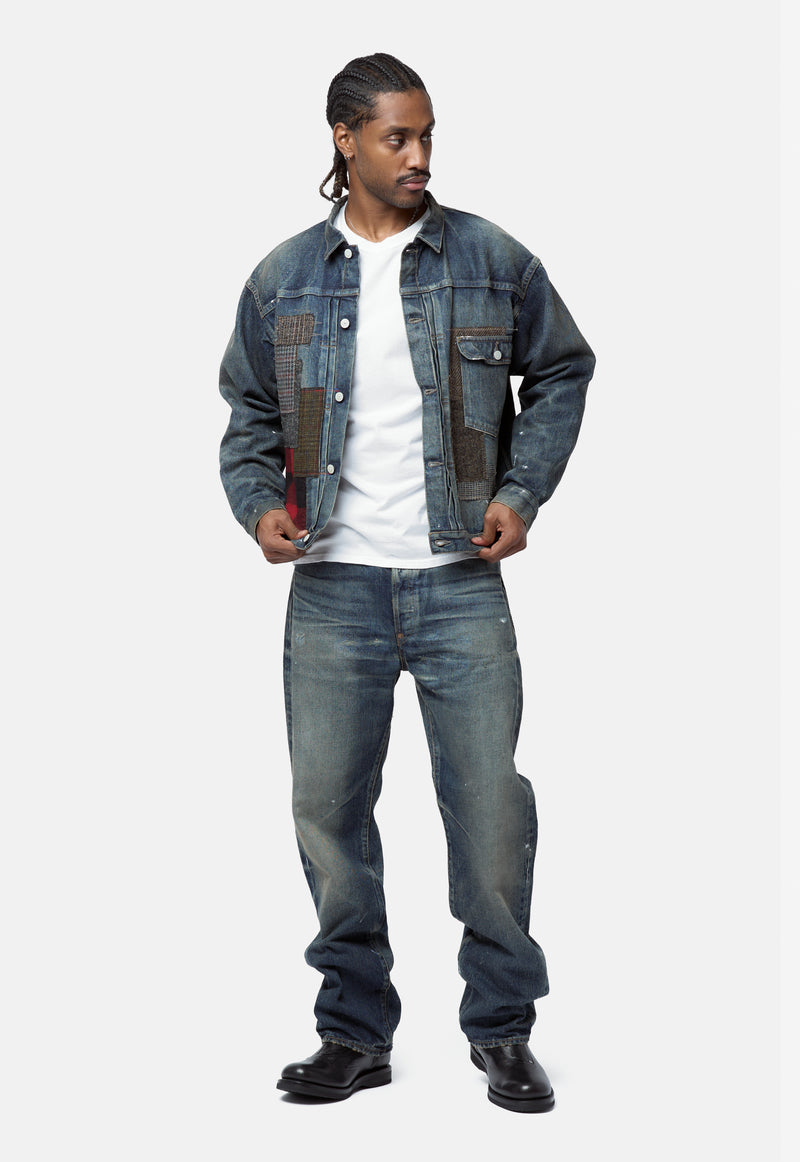 Men's Junya Watanabe x New Manual Custom Patchwork Denim Jacket Indigo Mix WR-J915-100