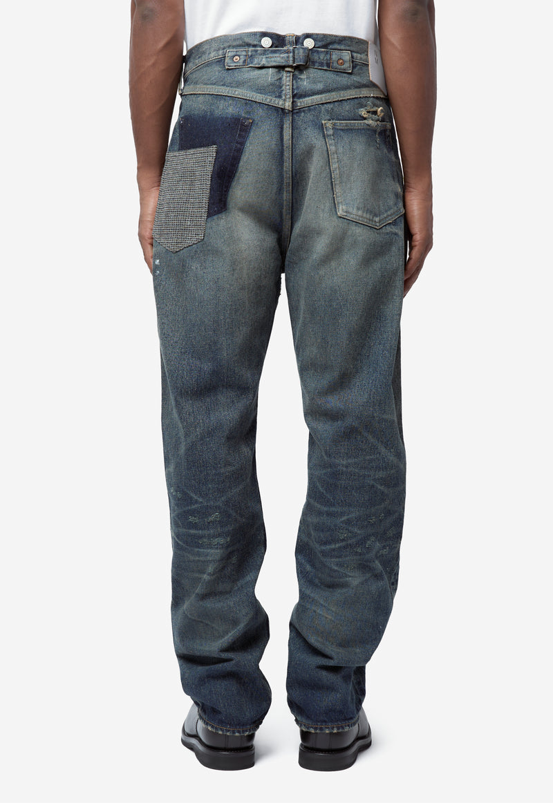 Men's Junya Watanabe x New Manual Custom Patchwork Denim Pants Indigo Mix WR-P907-100
