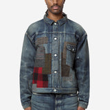 Men's Junya Watanabe x New Manual Custom Patchwork Denim Jacket Indigo Mix WR-J915-100