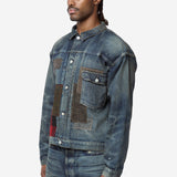 Men's Junya Watanabe x New Manual Custom Patchwork Denim Jacket Indigo Mix WR-J915-100