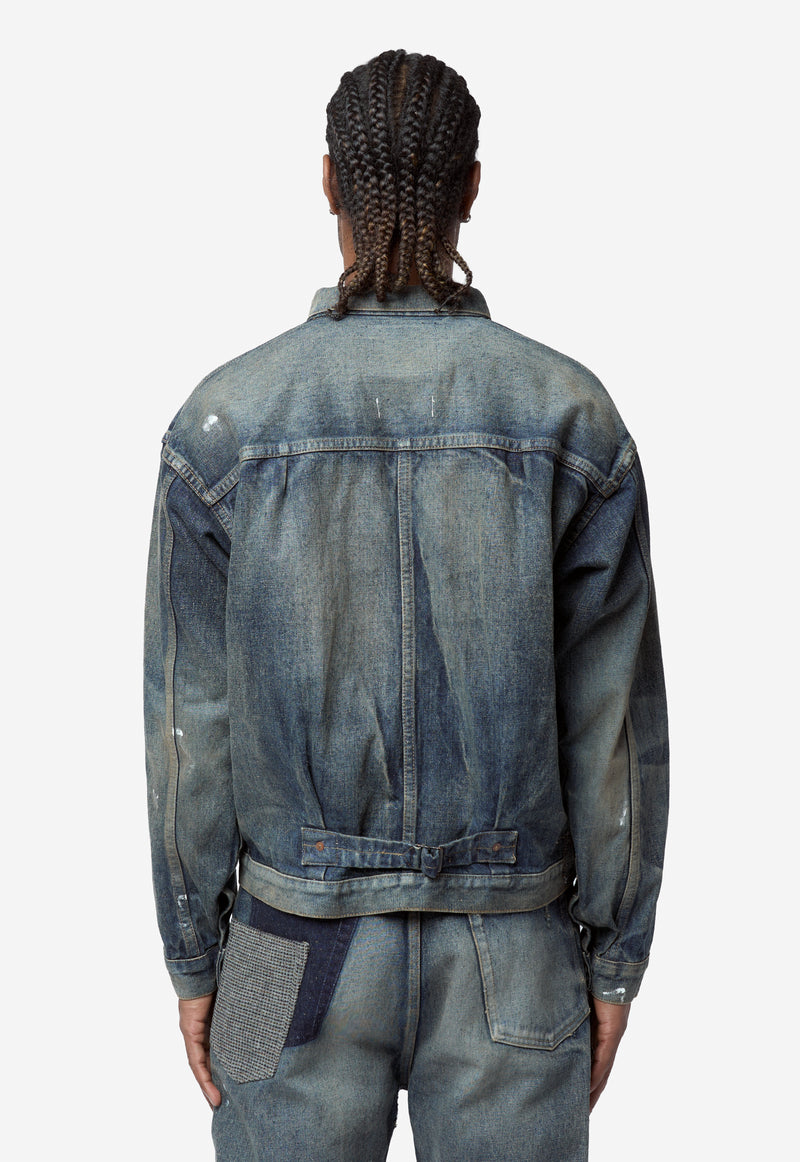 Men's Junya Watanabe x New Manual Custom Patchwork Denim Jacket Indigo Mix WR-J915-100