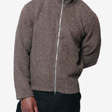 Shrunken Fullzip Polo Brown Sparse Buckle Weave M4256SBS
