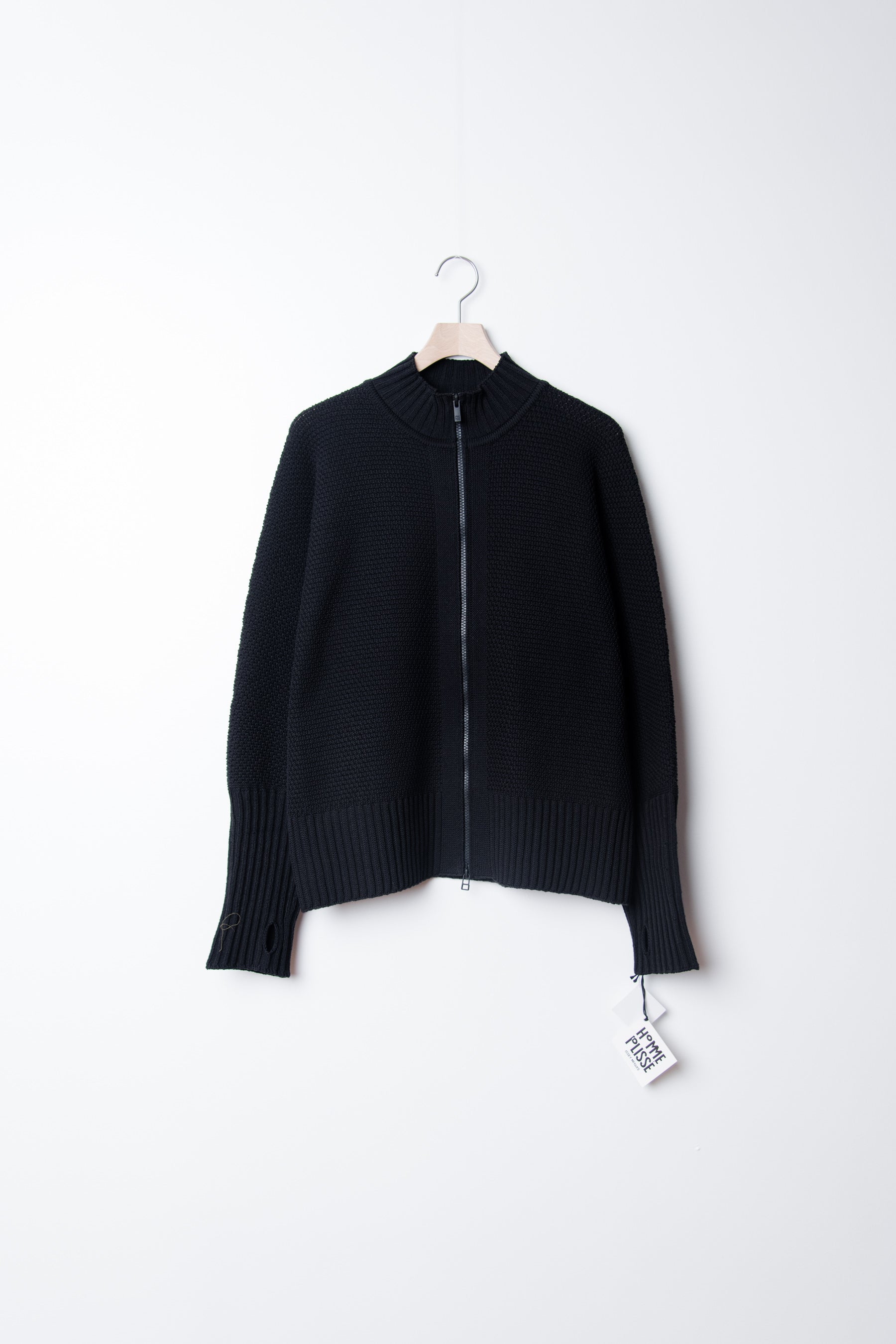 Homme Plisse Issey Miyake Rustic Knit Jacket Black KC210-15 Homme Plisse Issey Miyake Rustic Knit Jacket Black KC210-15