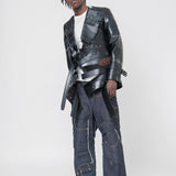 Faux Leather Belted Jacket (Short) Black WM-J004-051