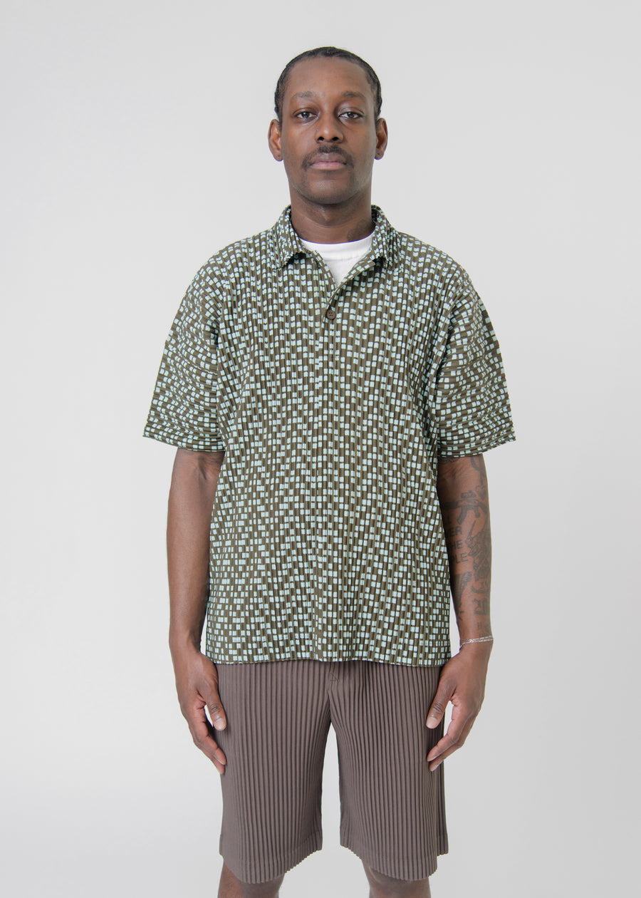 Cedar Pleated Short Sleeve Shirt Khaki JM169-65