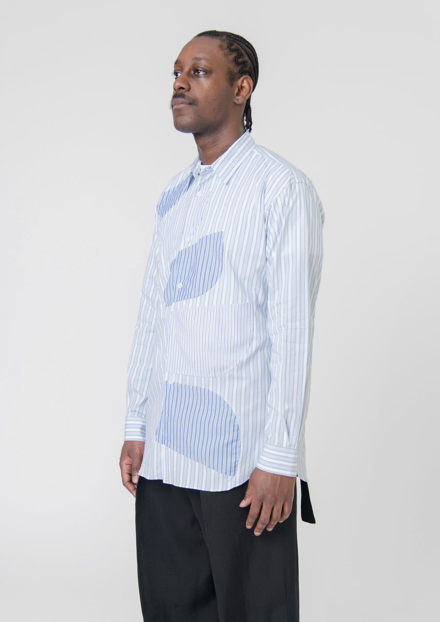 Mixed Thick Stripe Shirt White/Blue FK-B034