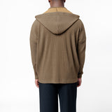 Heather Pleats Button Hoodie Brown HP56-JC170-44