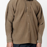 Heather Pleats Button Hoodie Brown HP56-JC170-44