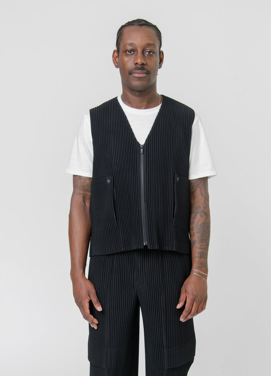 Flip Pleated Vest Black JE173-15