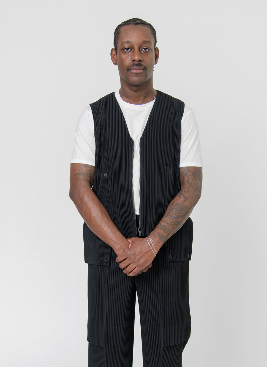 Flip Pleated Vest Black JE173-15