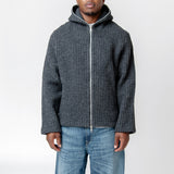 Full Zip Hood Mega Rib Wool Antracite