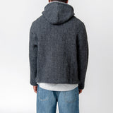 Full Zip Hood Mega Rib Wool Antracite