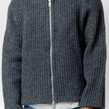 Full Zip Hood Mega Rib Wool Antracite