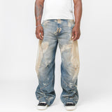 Loose Fit Denim Trousers Mid Blue