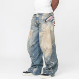 Loose Fit Denim Trousers Mid Blue