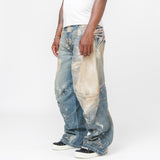 Loose Fit Denim Trousers Mid Blue