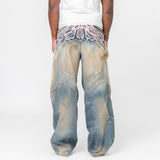 Loose Fit Denim Trousers Mid Blue