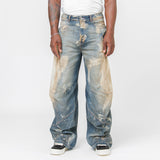 Loose Fit Denim Trousers Mid Blue