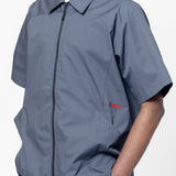 Poplin Zipped Short Sleeve Shirt 09 Convoy Grey BG127084DI