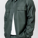 Flannel Piping Overshirt Dark Green