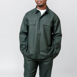 Flannel Piping Overshirt Dark Green