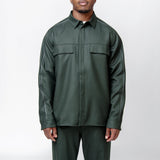 Flannel Piping Overshirt Dark Green