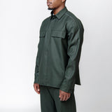 Flannel Piping Overshirt Dark Green