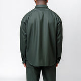 Flannel Piping Overshirt Dark Green